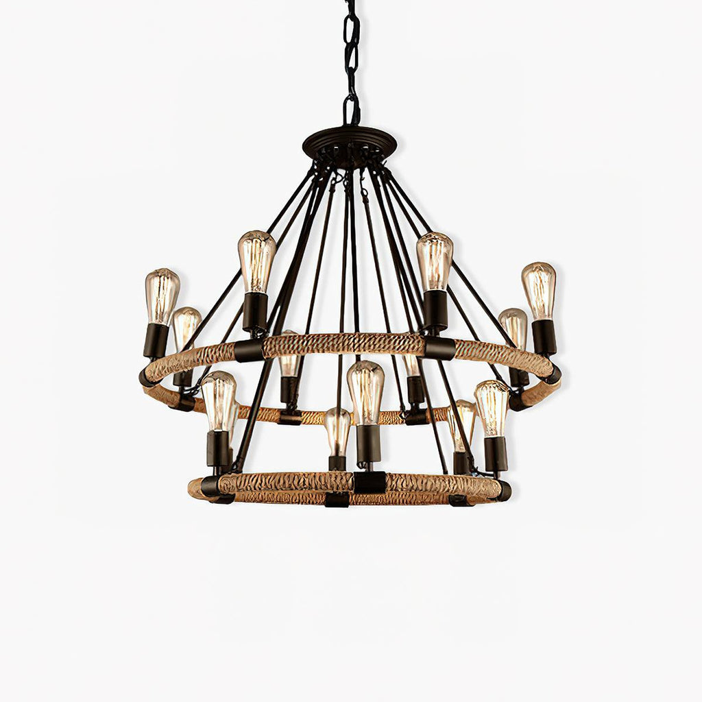 Lustra Chandelier Hemp Rope Industrial Round