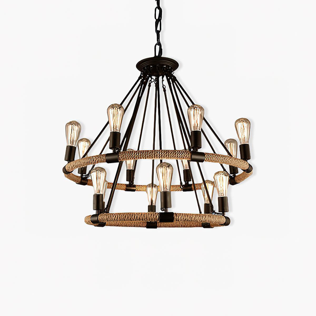 Lustra Chandelier Hemp Rope Industrial Round