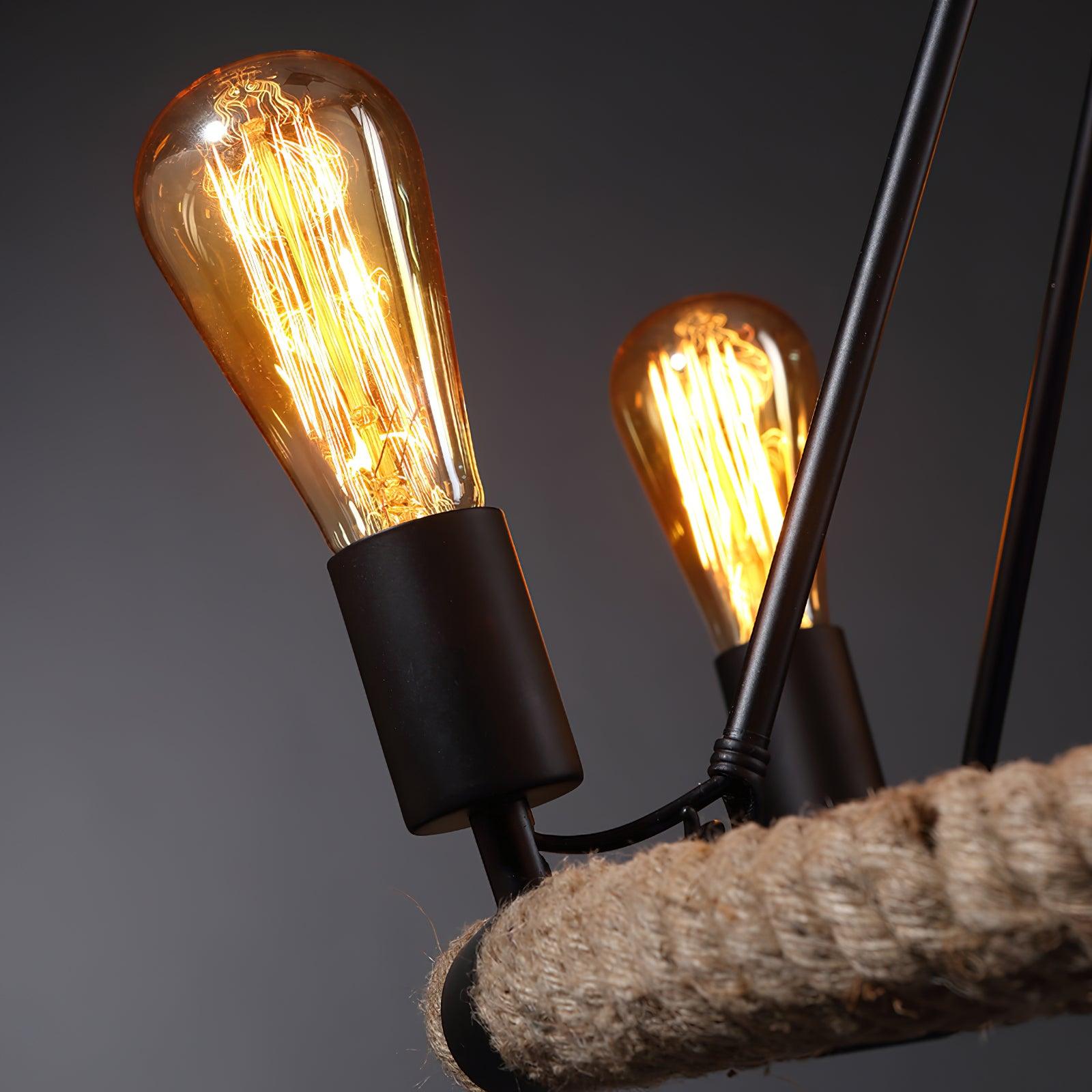 Lustra Chandelier Hemp Rope Industrial Round
