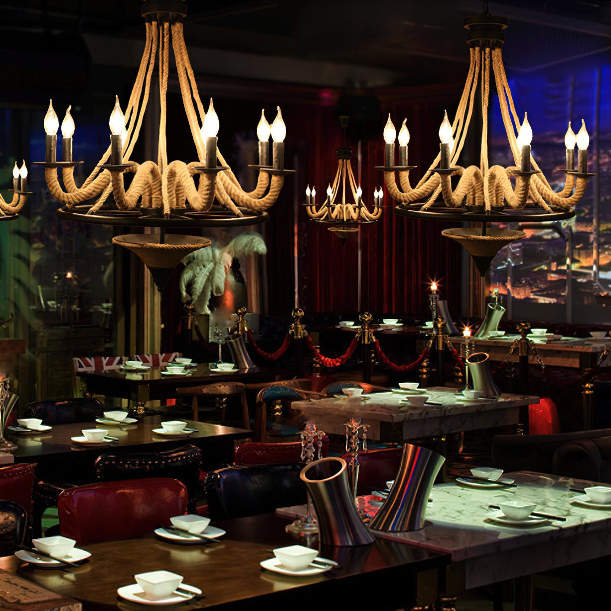 Lustra Chandelier Hemp Rope Large Wheel
