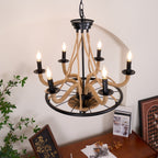 Lustra Chandelier Hemp Rope Large Wheel
