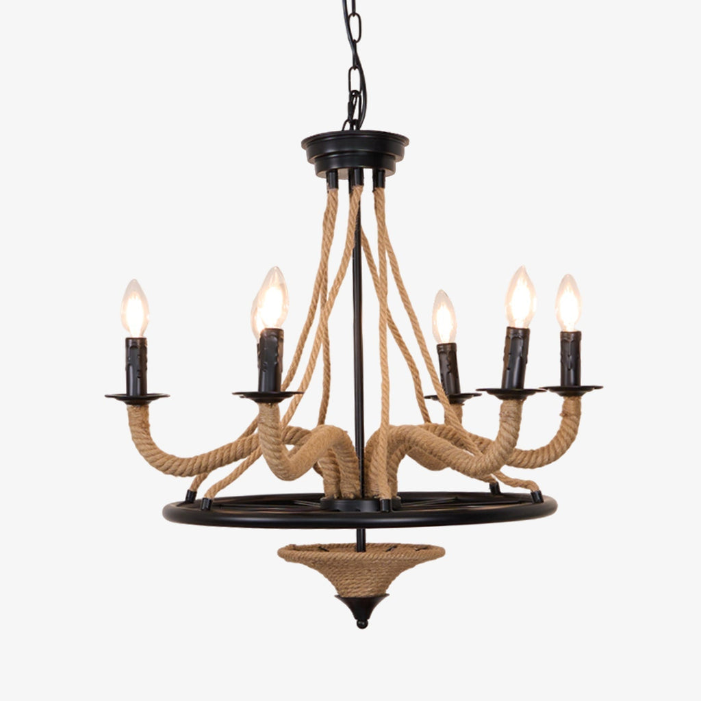 Lustra Chandelier Hemp Rope Large Wheel