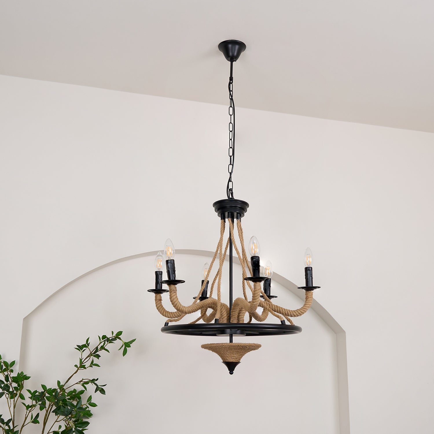 Lustra Chandelier Hemp Rope Large Wheel