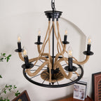 Lustra Chandelier Hemp Rope Large Wheel