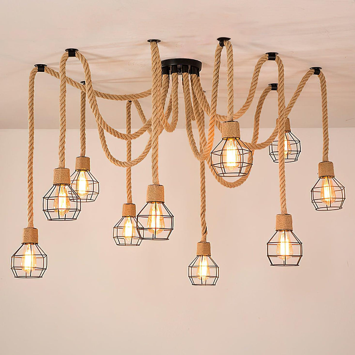Lustra Chandelier Hemp Rope Industrial Retro