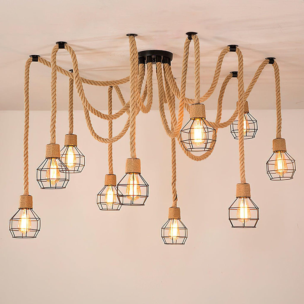 Lustra Chandelier Hemp Rope Industrial Retro