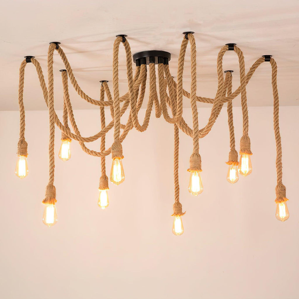 Lustra Chandelier Hemp Rope Industrial Retro