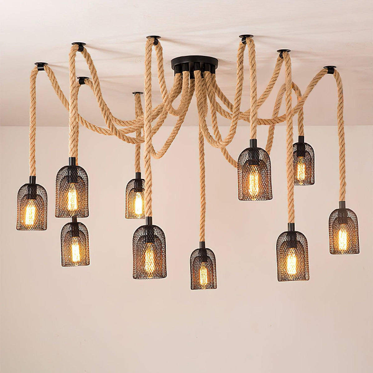 Lustra Chandelier Hemp Rope Industrial Retro