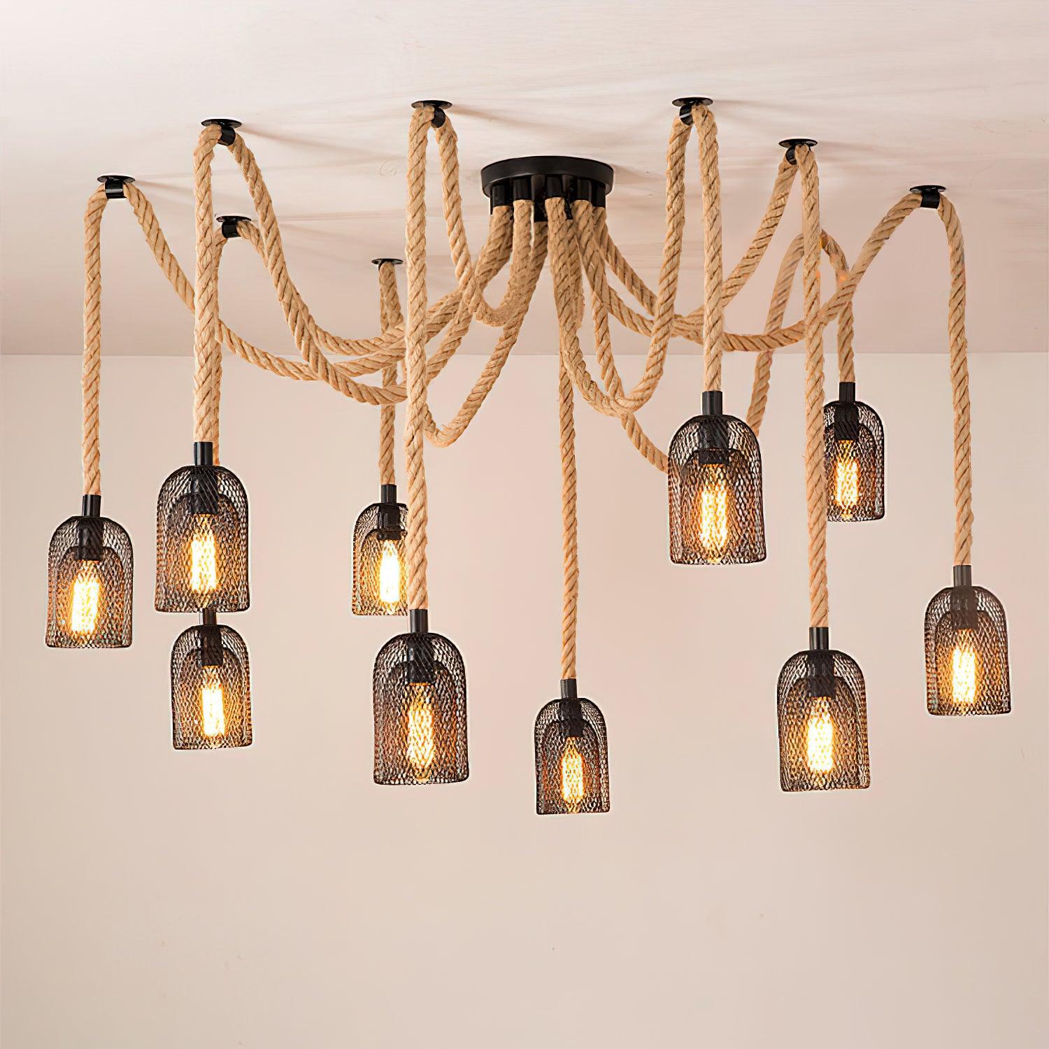 Lustra Chandelier Hemp Rope Industrial Retro