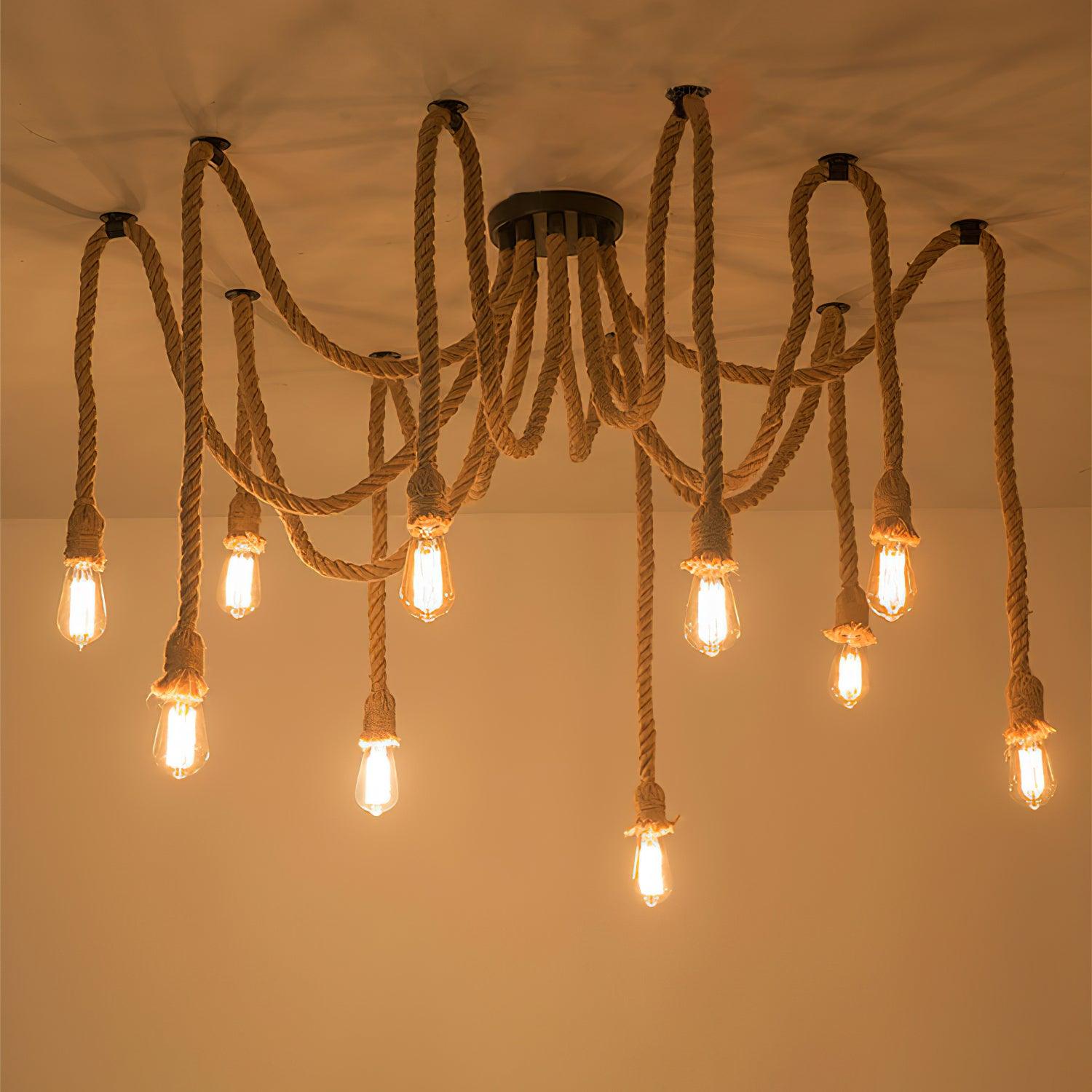 Lustra Chandelier Hemp Rope Industrial Retro