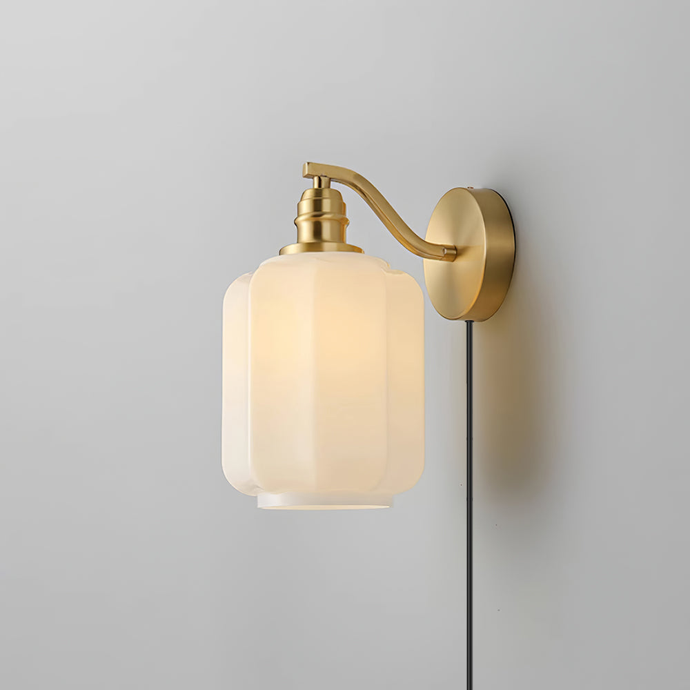 Henry Wall Lamp Plug In Brass Curved Frosted Glass