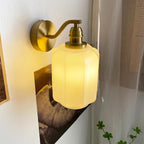 Henry Wall Lamp Plug In Brass Curved Frosted Glass