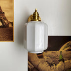 Henry Wall Lamp Plug In Brass Curved Frosted Glass
