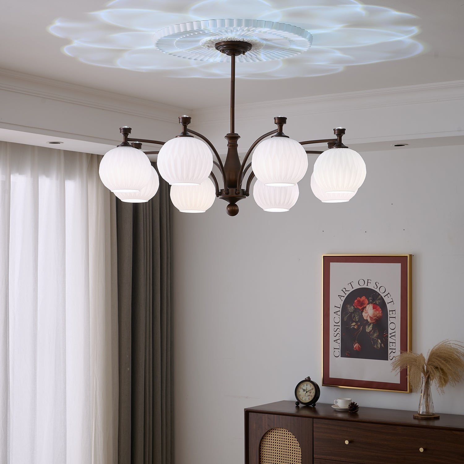 Aurora Chandelier Orb Frosted Vintage