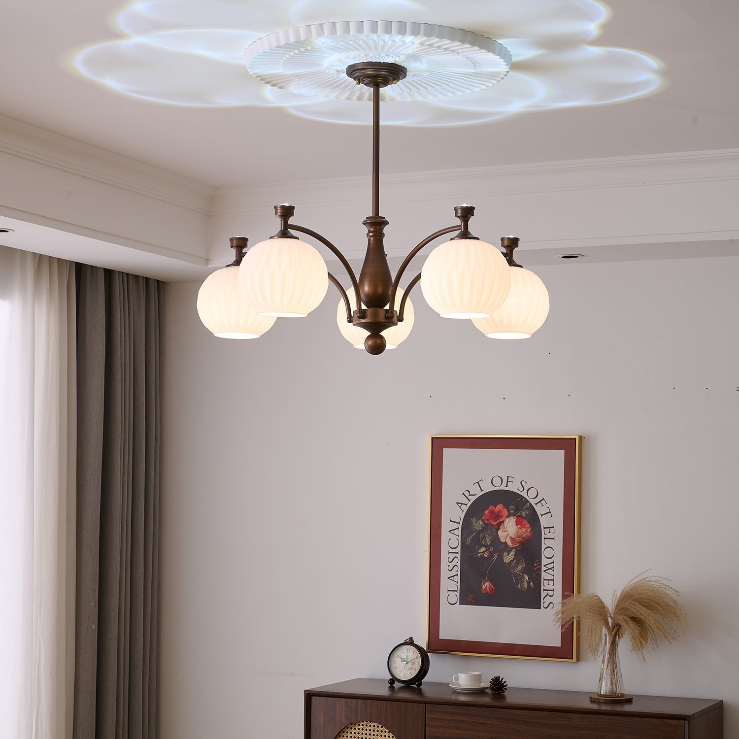 Aurora Chandelier Orb Frosted Vintage