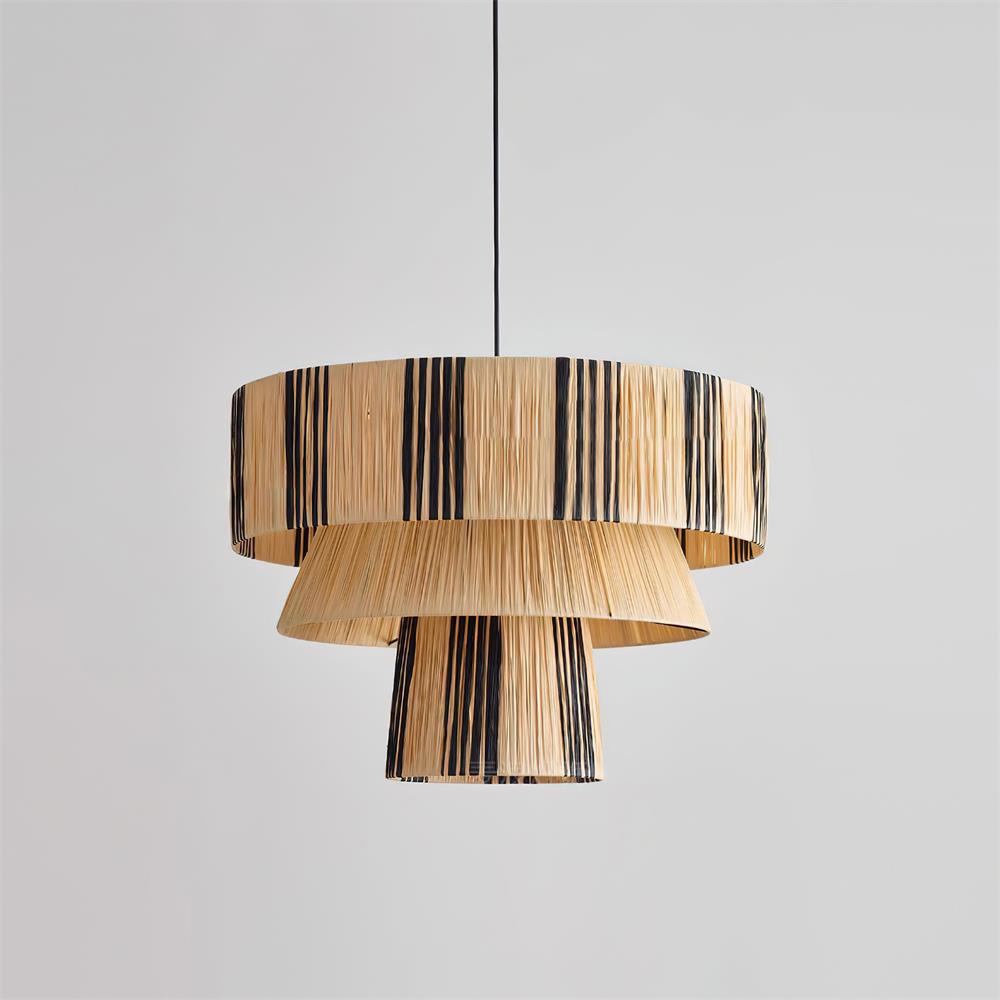 Hiroshi Pendant Lamp Layered Raffia Drum
