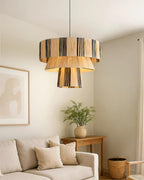 Hiroshi Pendant Lamp Layered Raffia Drum