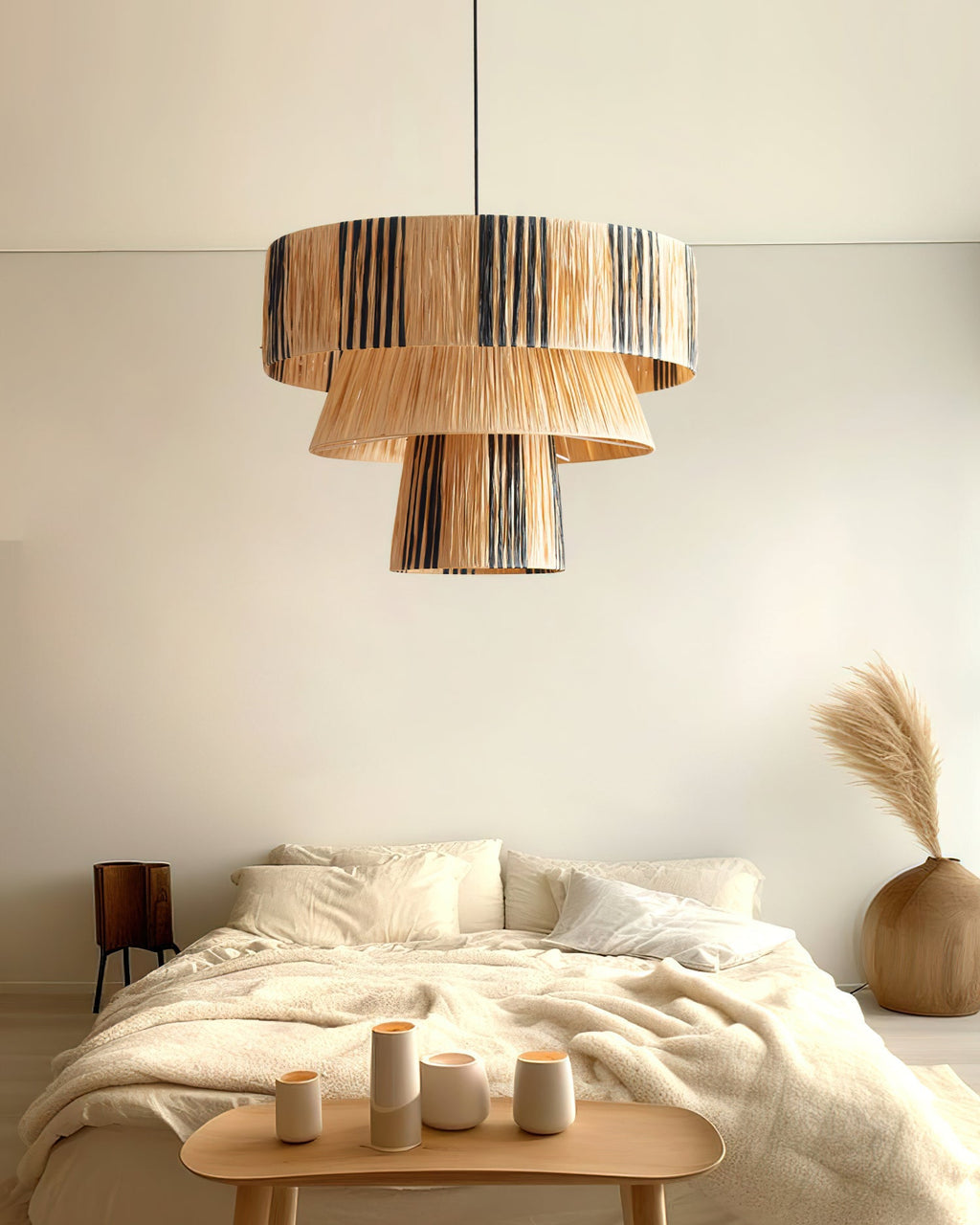 Hiroshi Pendant Lamp Layered Raffia Drum