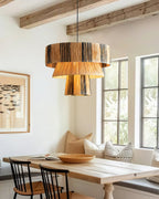 Hiroshi Pendant Lamp Layered Raffia Drum