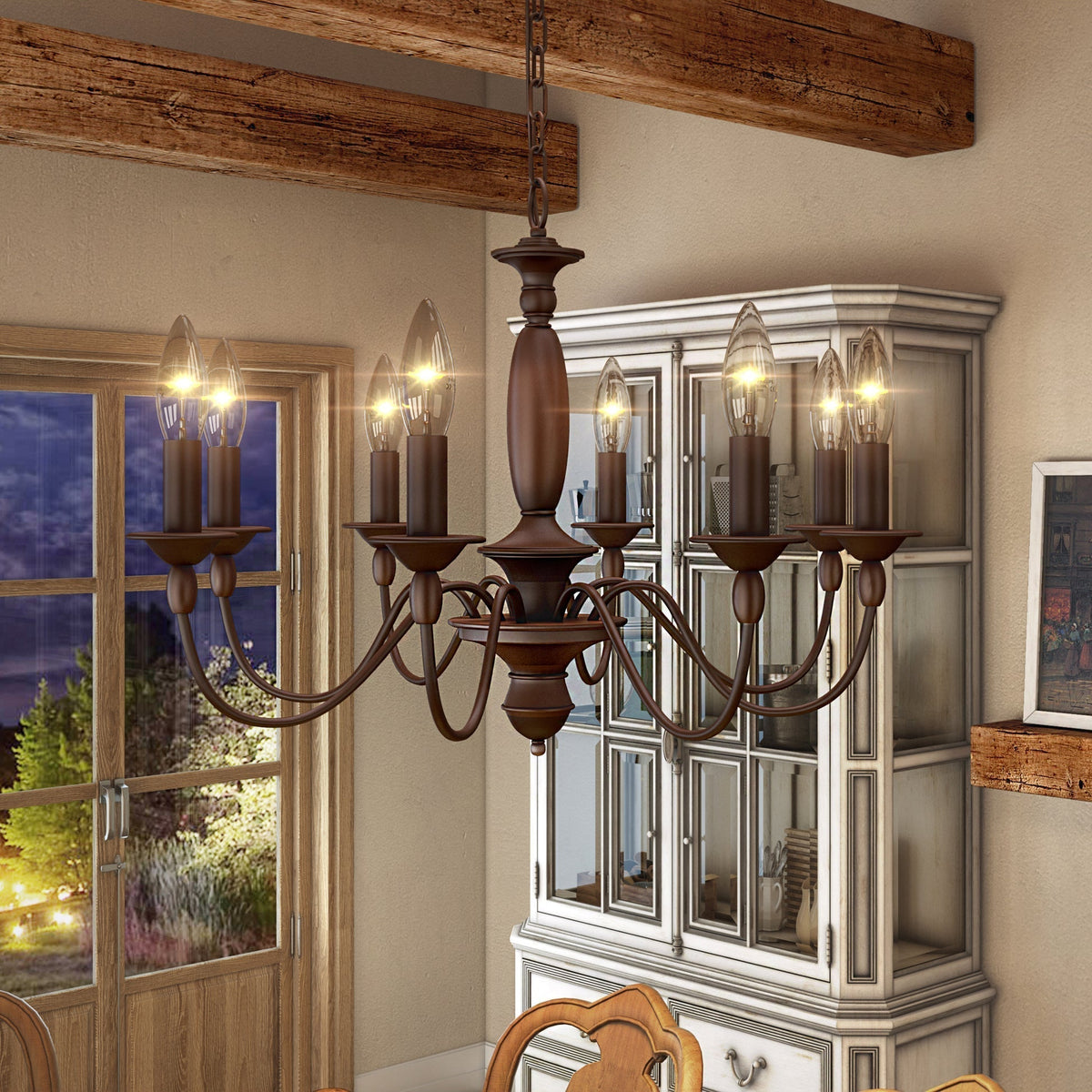 Cutheus Vintage Industrial Wooden Chandelier
