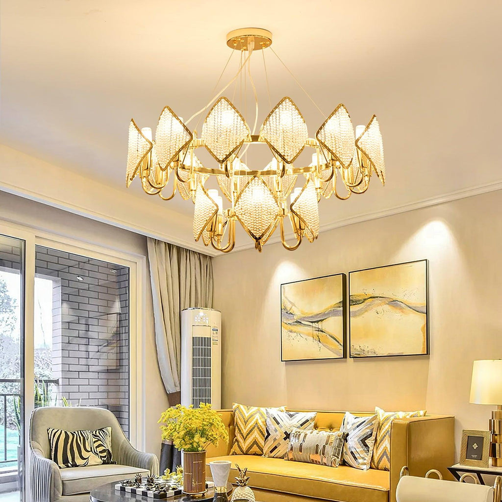 Aurora Chandelier Crystal Leaf Double-Tier