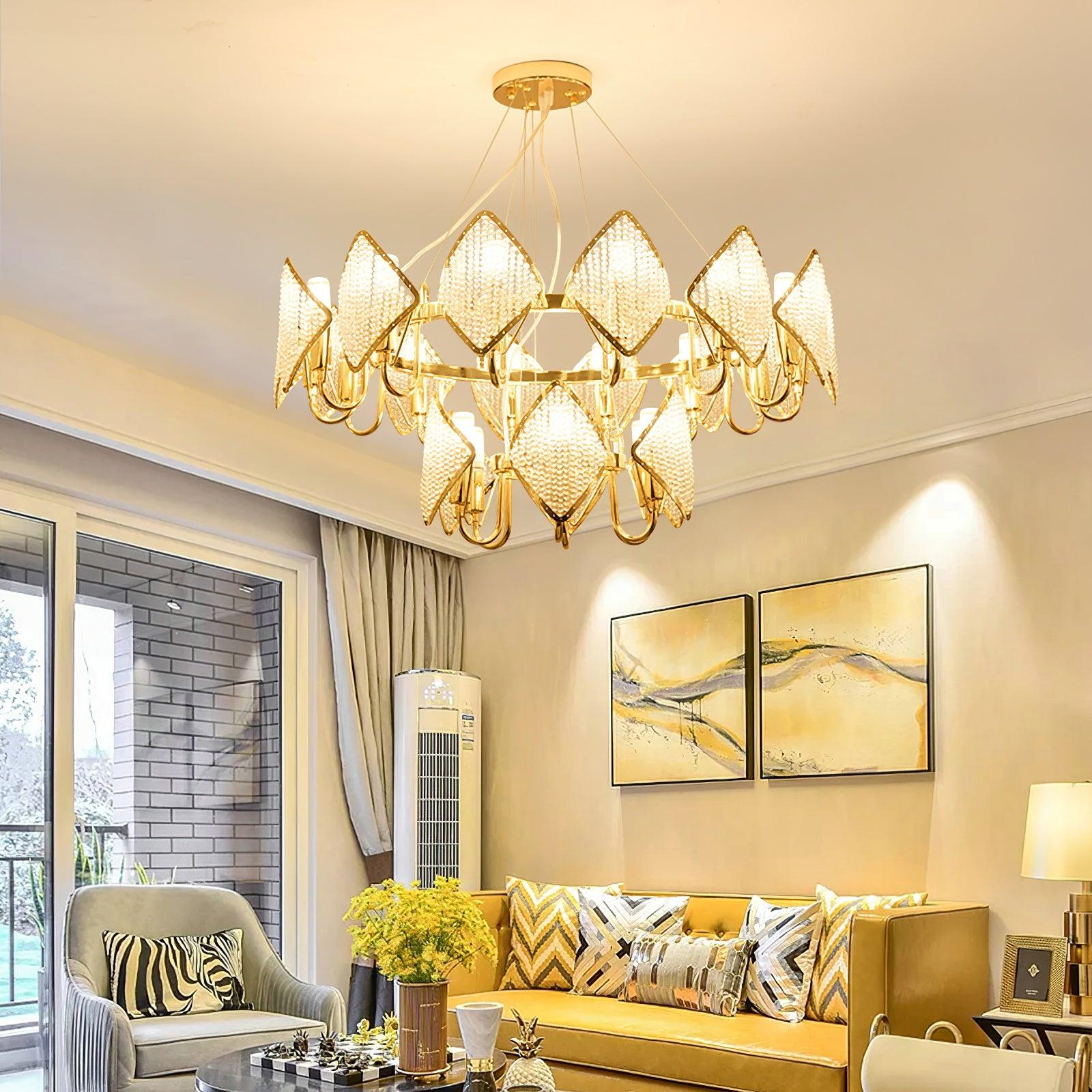 Aurora Chandelier Crystal Leaf Double-Tier