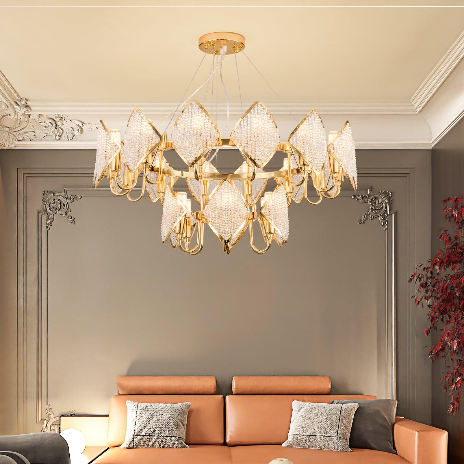 Aurora Chandelier Crystal Leaf Double-Tier