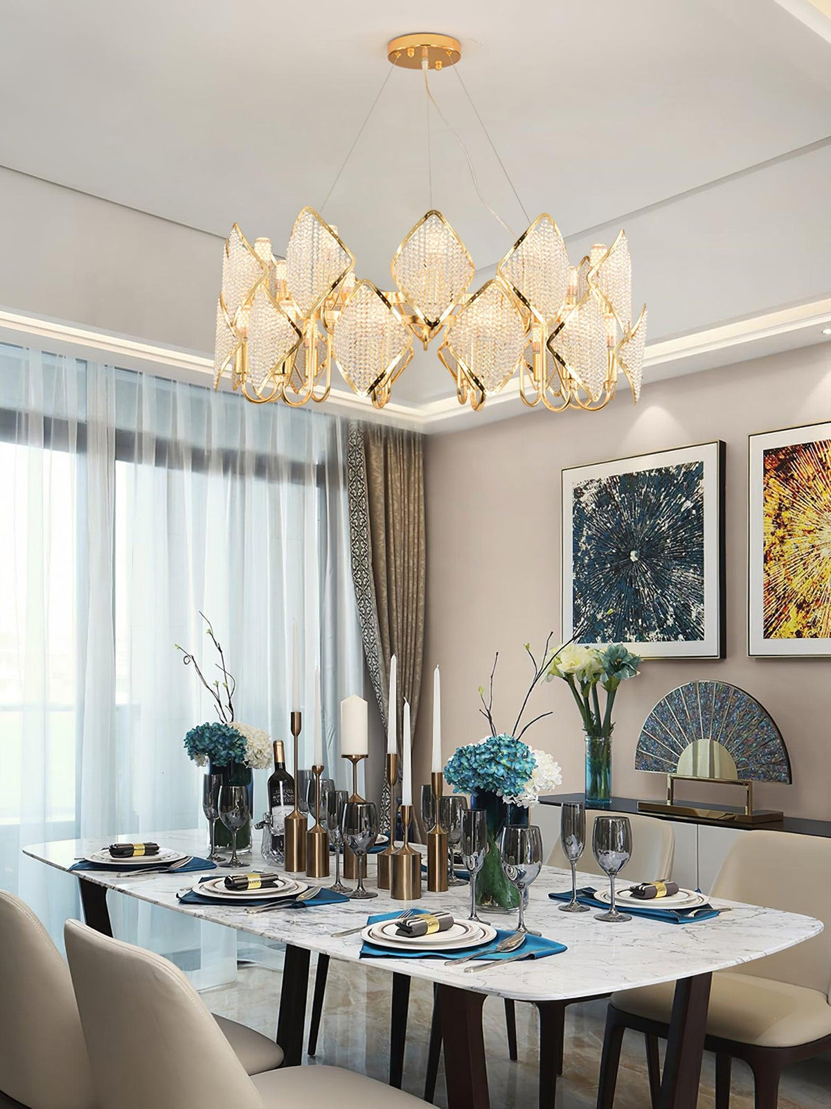Aurora Chandelier Crystal Leaf Double-Tier