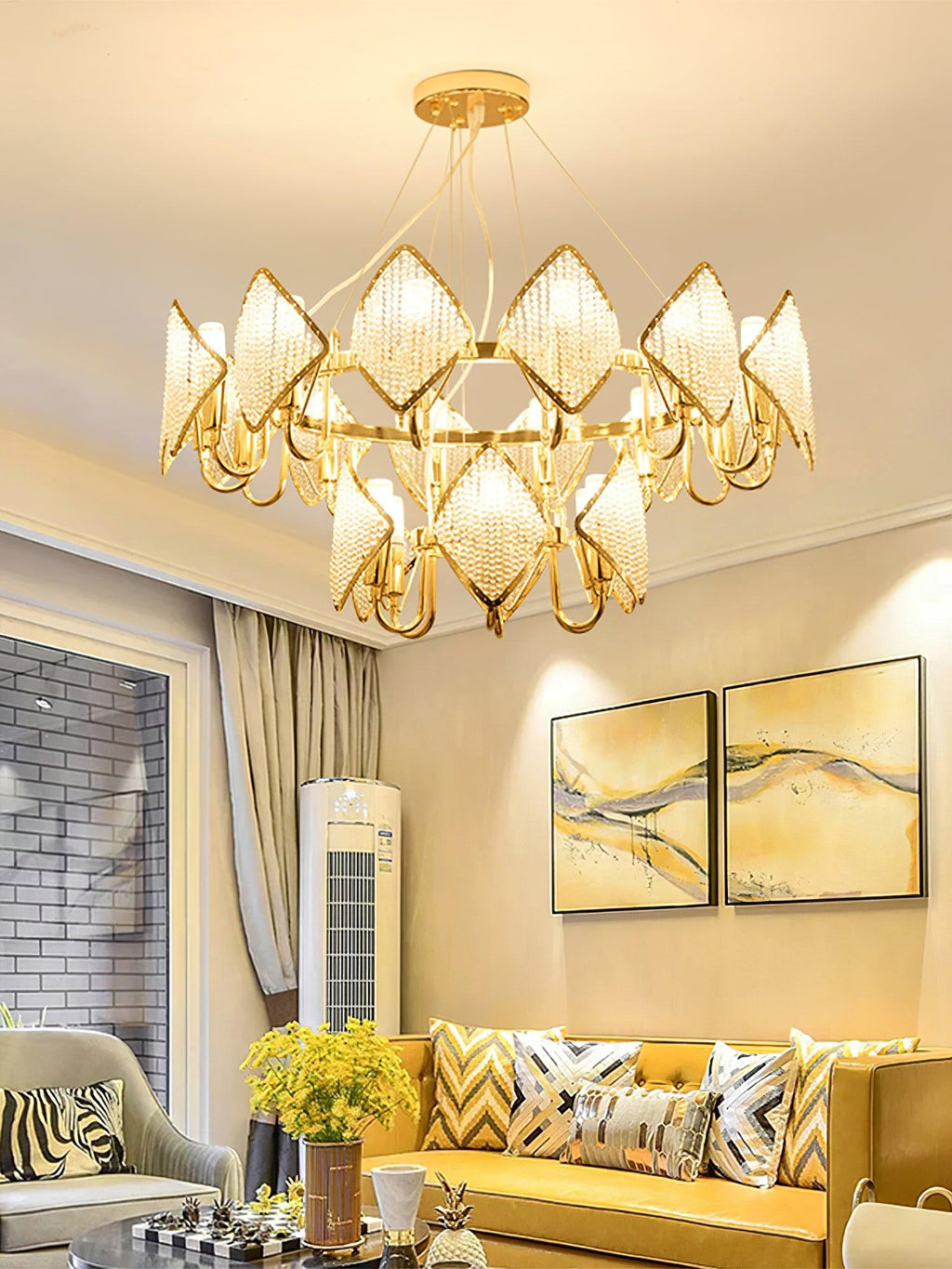Aurora Chandelier Crystal Leaf Double-Tier