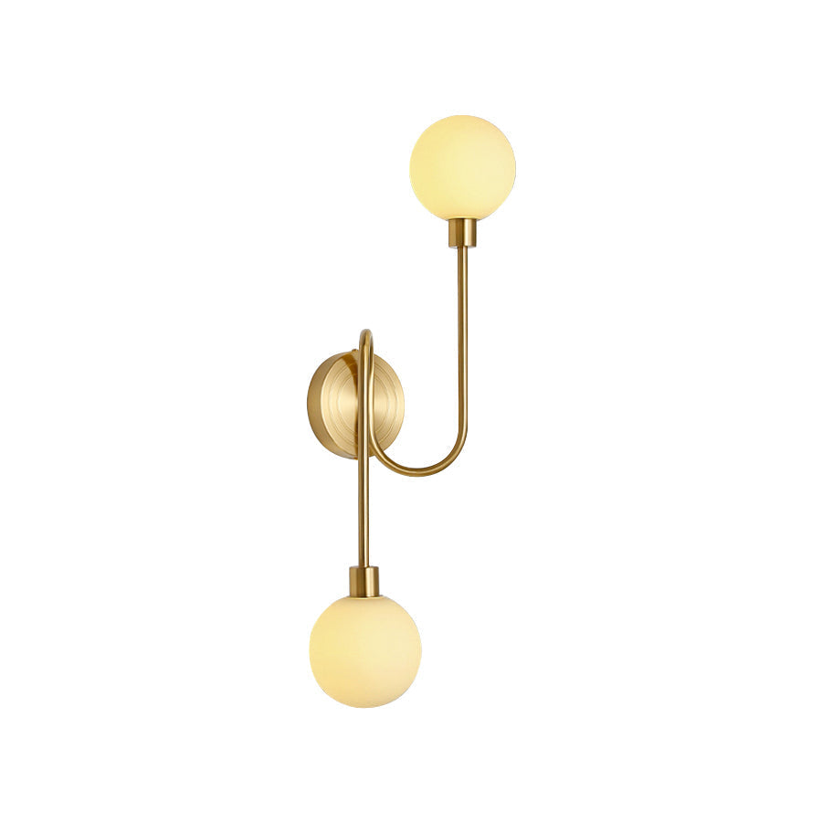 Holten Modern Minimalist Armed Brass Glass Sconce Wall Lamp