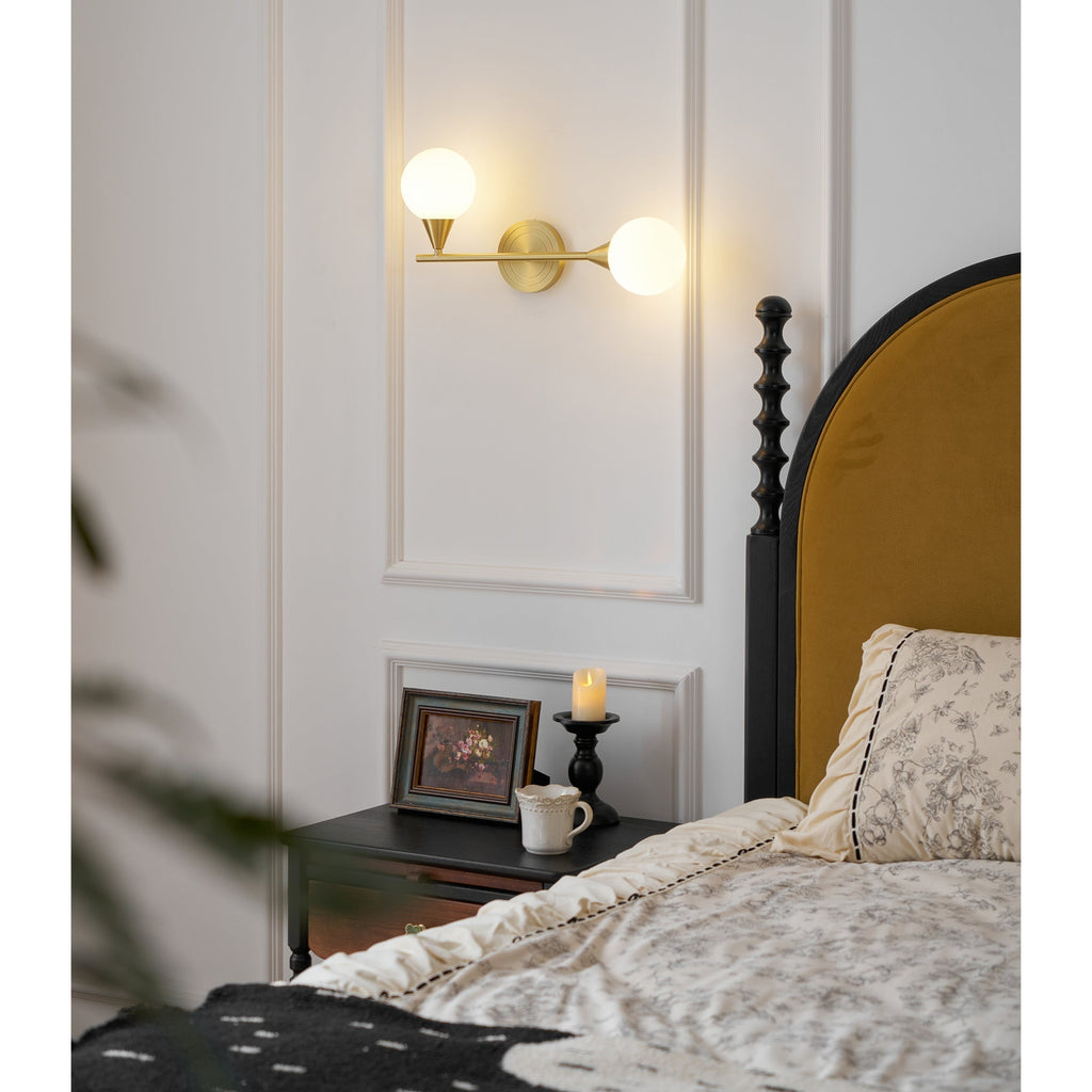 Holten Modern Minimalist Armed Brass Glass Sconce Wall Lamp
