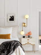 Holten Modern Minimalist Armed Brass Glass Sconce Wall Lamp