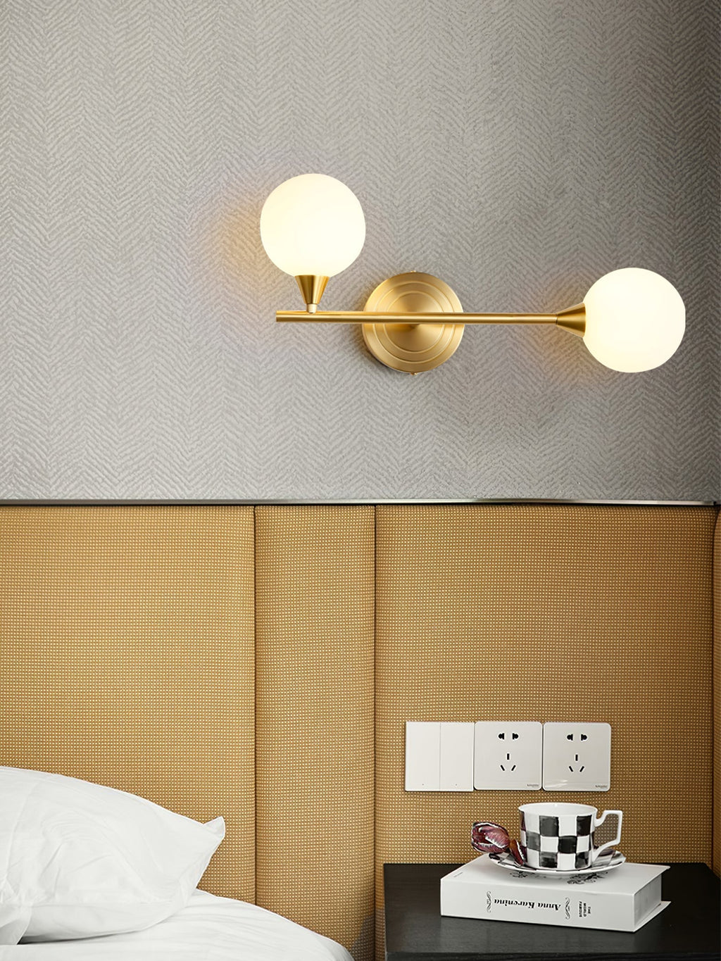 Holten Modern Minimalist Armed Brass Glass Sconce Wall Lamp
