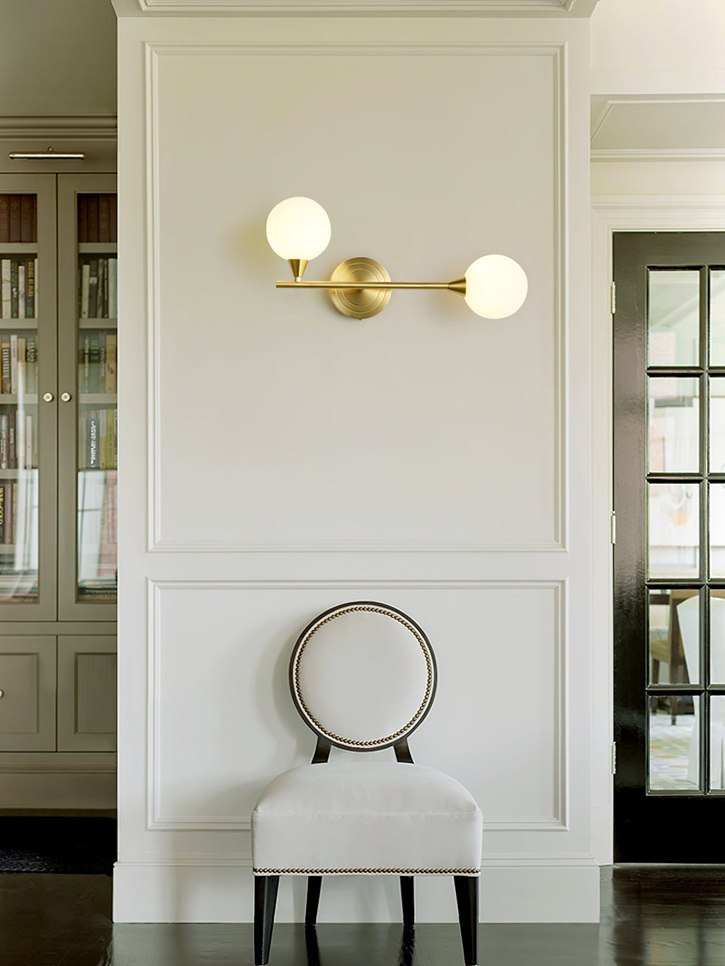 Holten Modern Minimalist Armed Brass Glass Sconce Wall Lamp