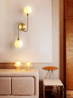 Holten Modern Minimalist Armed Brass Glass Sconce Wall Lamp