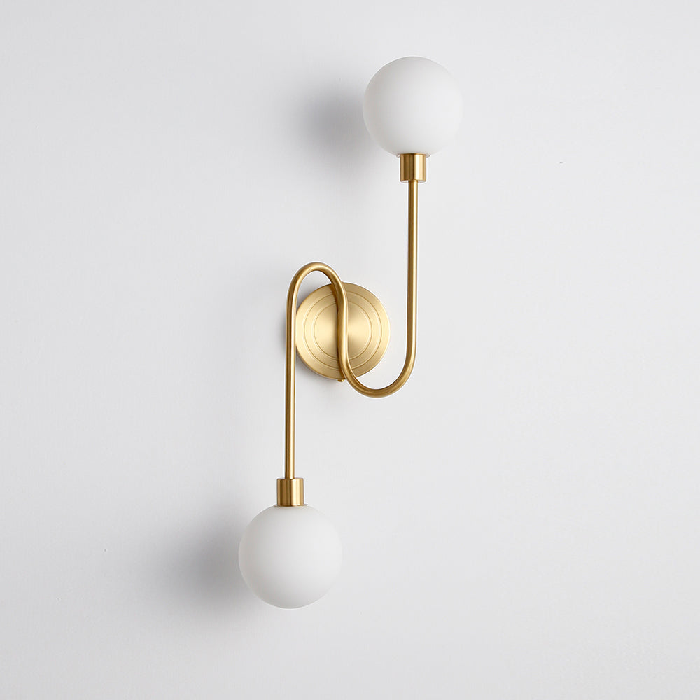 Holten Modern Minimalist Armed Brass Glass Sconce Wall Lamp