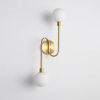 Holten Modern Minimalist Armed Brass Glass Sconce Wall Lamp