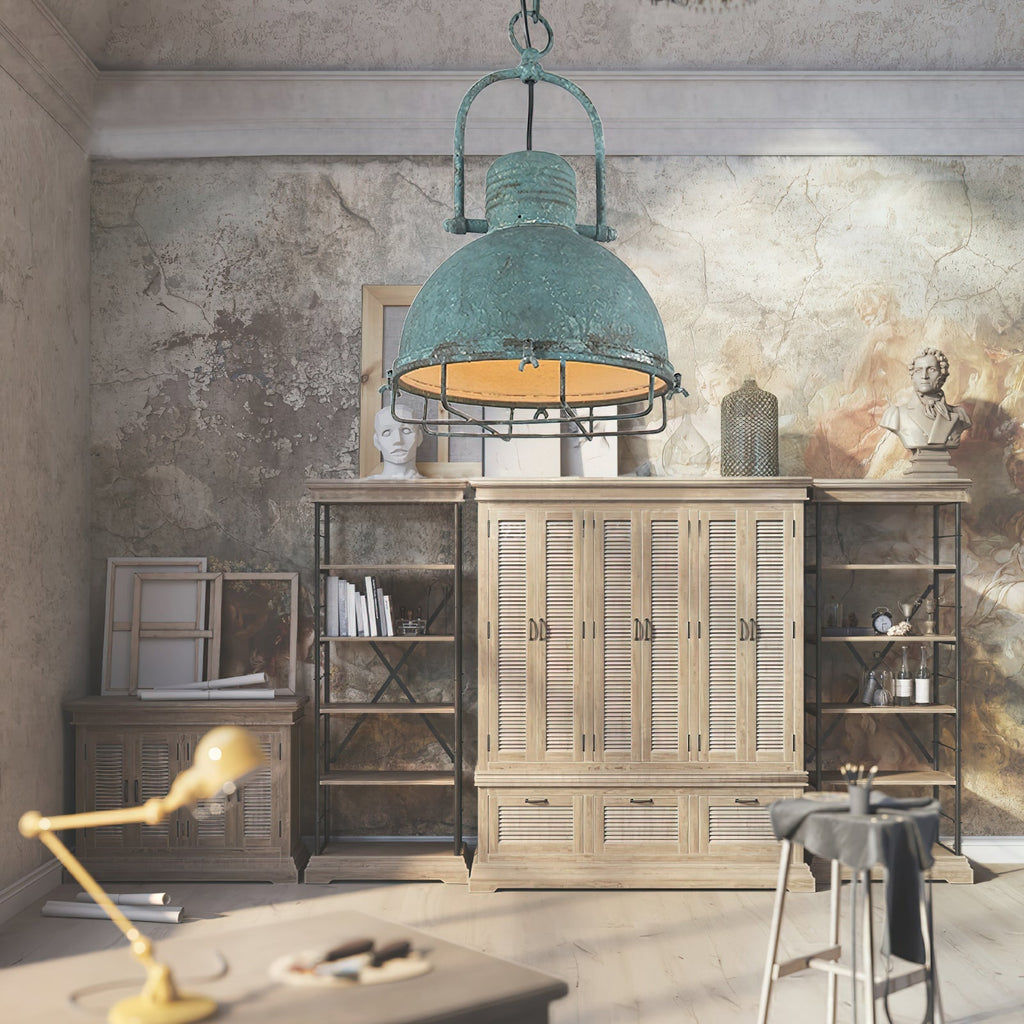 Hopedale Vintage Industrial Antique Green Pendant Light