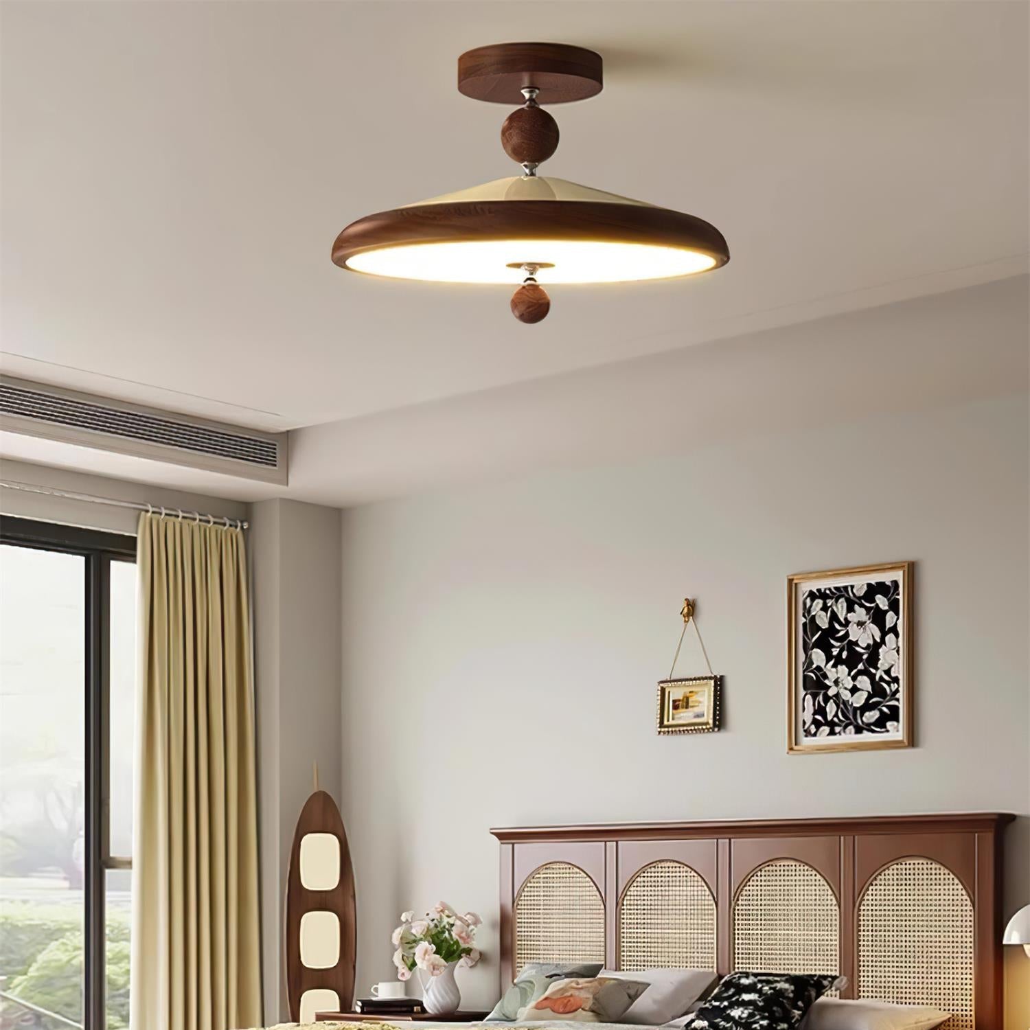 Belano Wooden Frame Round Ceiling Lamp
