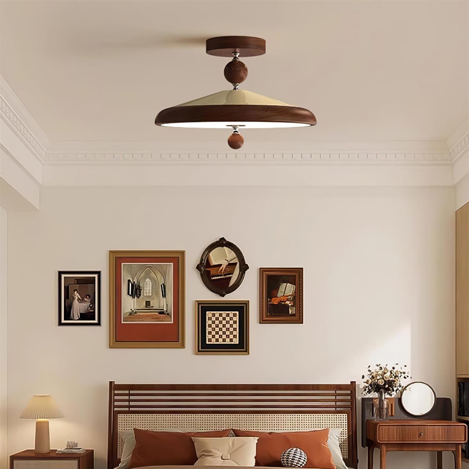 Belano Wooden Frame Round Ceiling Lamp