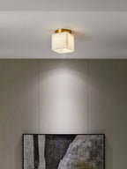 Usilia Modern Minimalist Brass Alabaster Ceiling Light