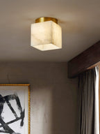 Usilia Modern Minimalist Brass Alabaster Ceiling Light