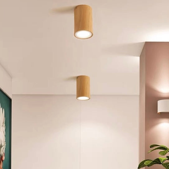 Muto Modern Wood Ceiling Light, Cylindrical, Corridor/Balcony