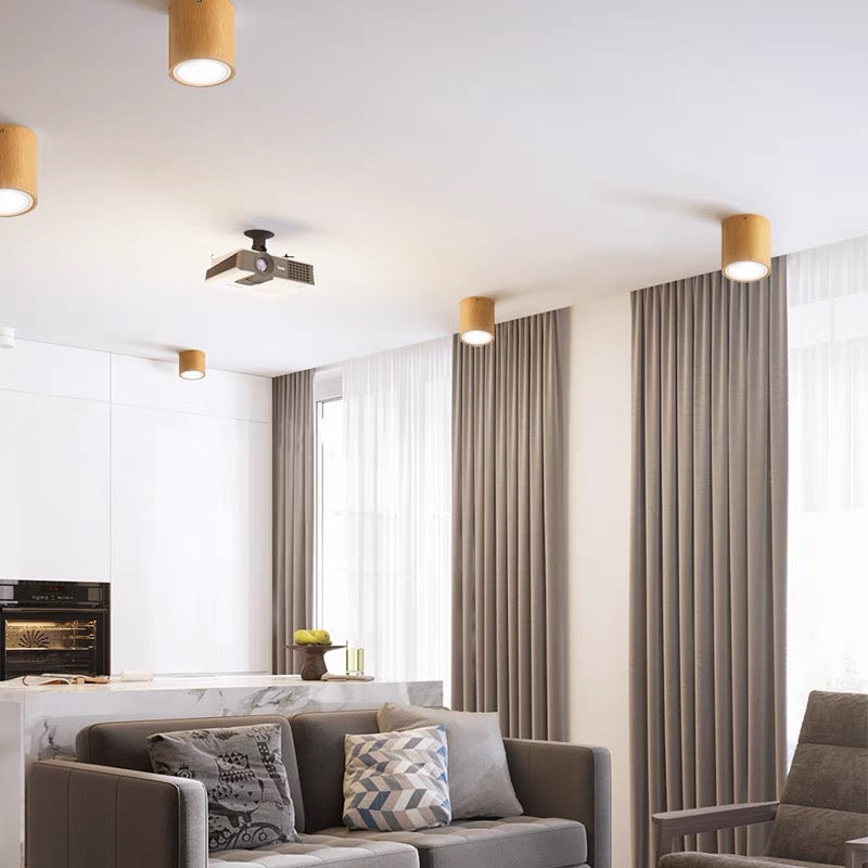 Muto Modern Wood Ceiling Light, Cylindrical, Corridor/Balcony
