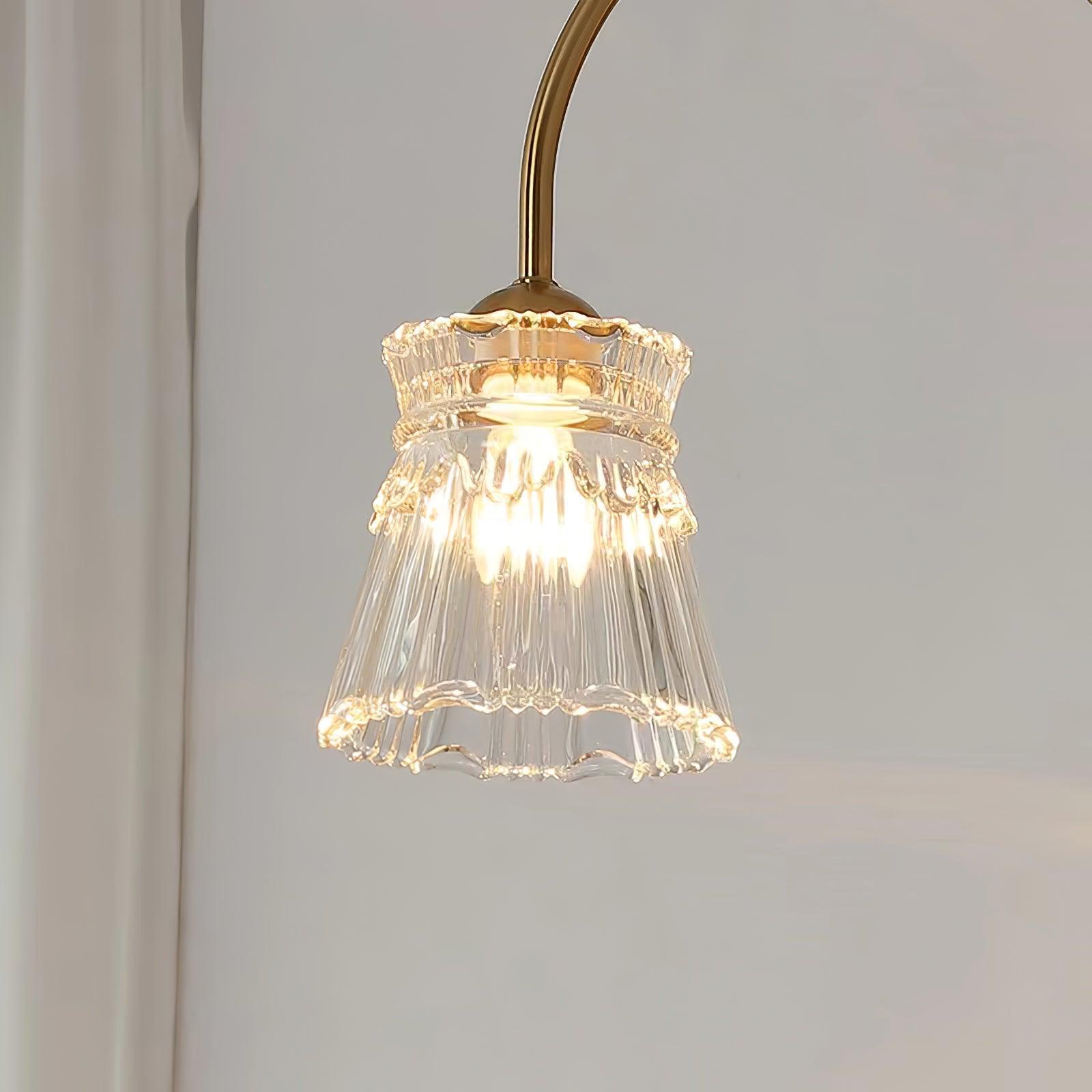Lustra Chandelier Crystal Glass Gold Midcentury