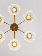 Lustra Chandelier Crystal Glass Gold Midcentury