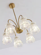 Lustra Chandelier Crystal Glass Gold Midcentury