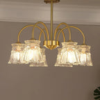 Lustra Chandelier Crystal Glass Gold Midcentury