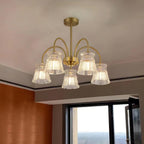 Lustra Chandelier Crystal Glass Gold Midcentury