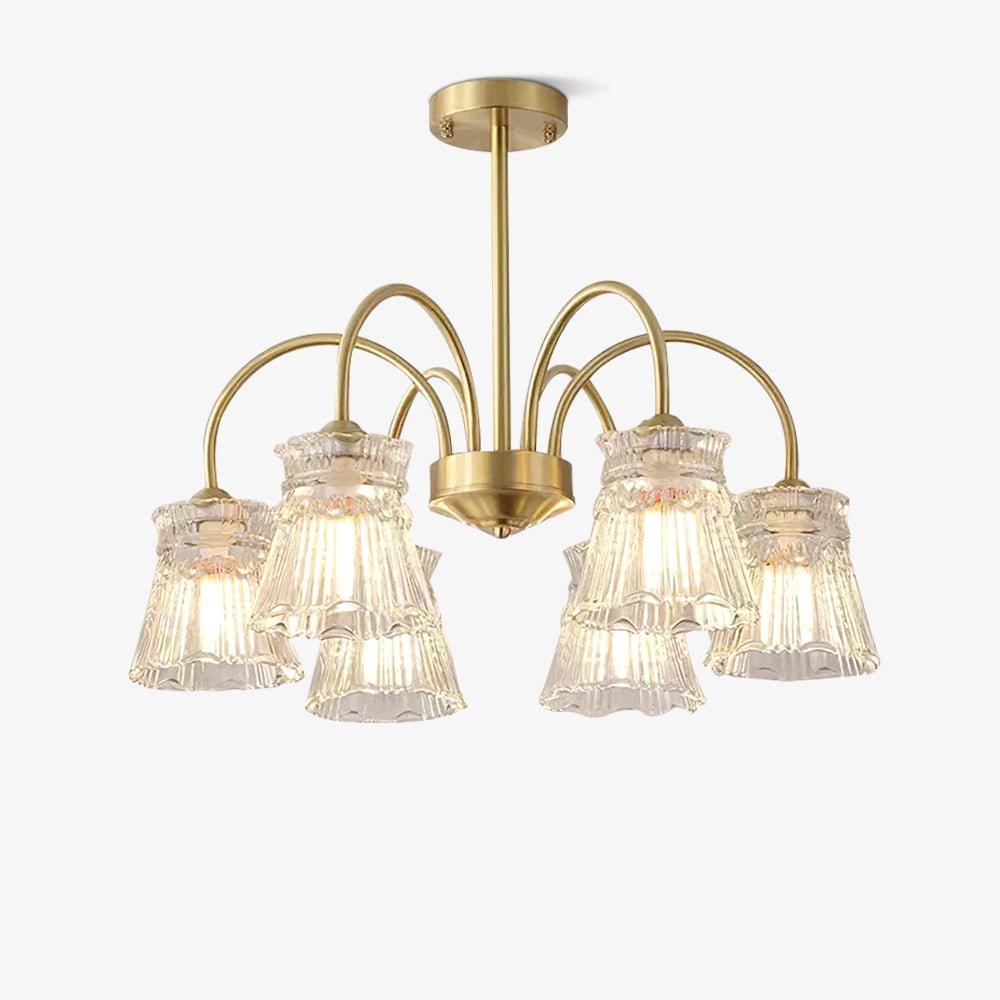 Lustra Chandelier Crystal Glass Gold Midcentury